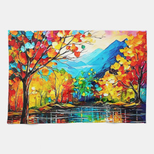 Linge De Cuisine Rainbow Autumn Lake Art