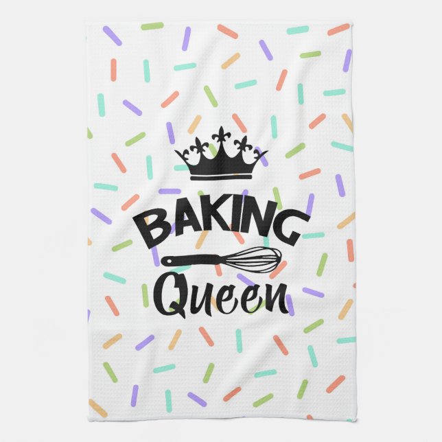 Linge De Cuisine Rainbow confetti baking queen drôle slogan (Vertical)