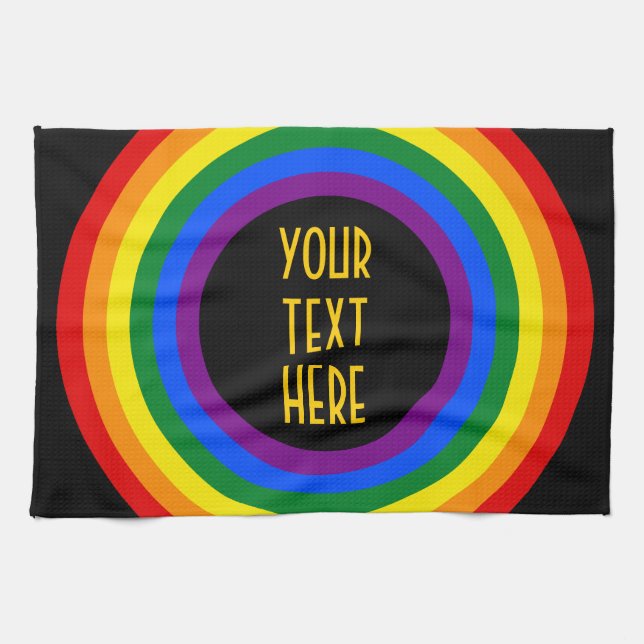 Linge De Cuisine RAINBOW FLAG BUTTON + your sign or text (Horizontal)