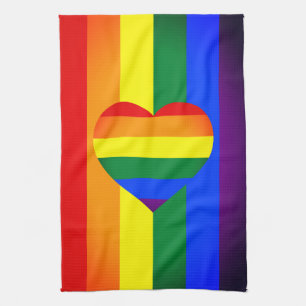 Linge De Cuisine Rainbow Heart & Pride Rainbow Flag / communauté LG