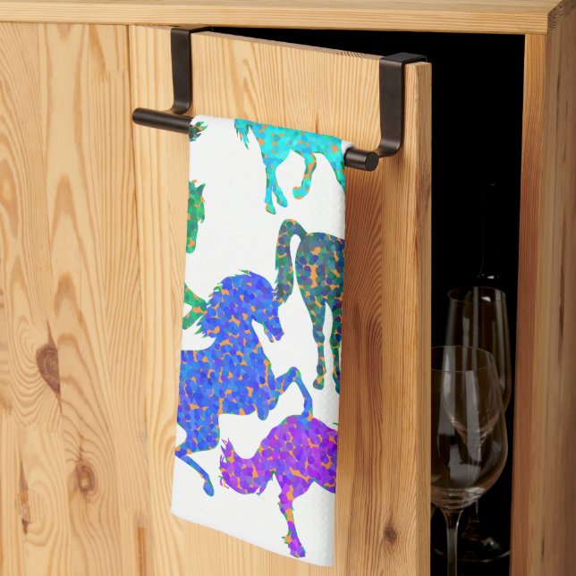 Linge De Cuisine Rainbow Horses - "Dotty about Horses !" (Pliage en tiers)