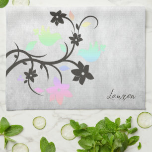 Linge De Cuisine Rainbow Pastel Lovebirds Personnalisé