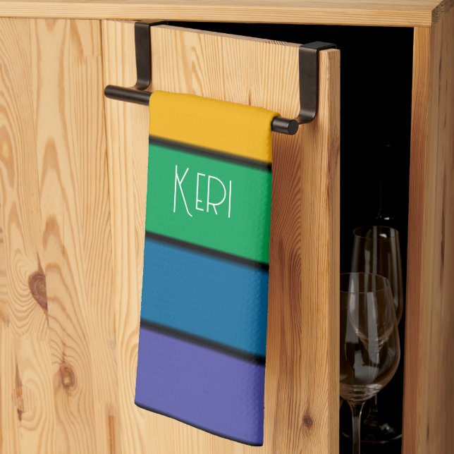 Linge De Cuisine Rainbow Stride Pride drapeau LGBTQ Monogramme - No (Pliage en tiers)