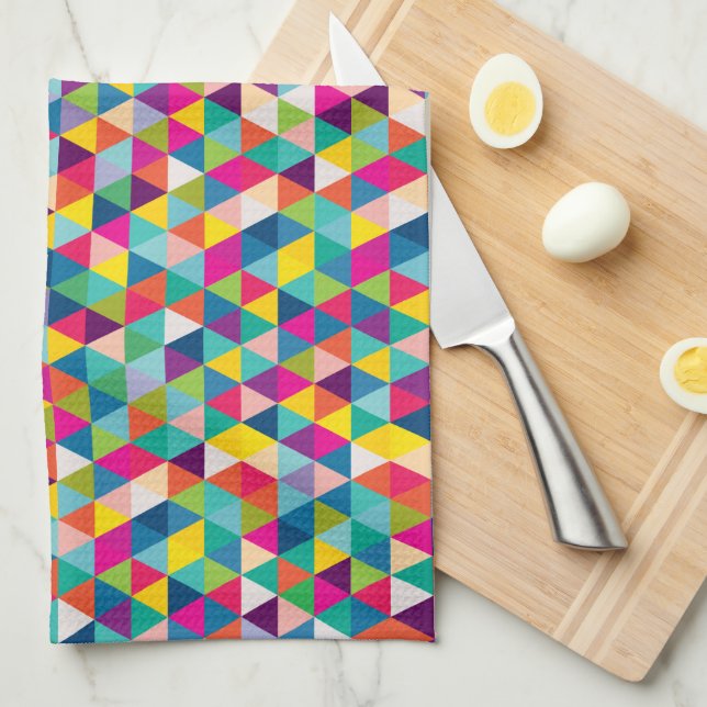 Linge De Cuisine Rainbow Triangles Motif moderne (Quart Plié)