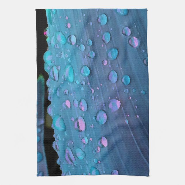 Linge De Cuisine Raindrops Closeup, Spacey Blues (Vertical)