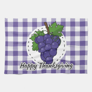 Linge De Cuisine Raisin sur Plaid violet - Bon thanksgiving