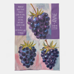 Linge De Cuisine Raisins noirs de minuit sur fond texturé