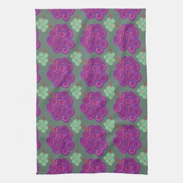 Linge De Cuisine Raisins violets et verts (Vertical)