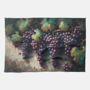 Linge De Cuisine Raisins violets sur la peinture à l'huile de vigne