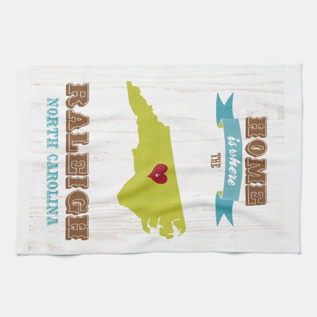 Linge De Cuisine Raleigh, carte de la Caroline du Nord - à la (Horizontal)