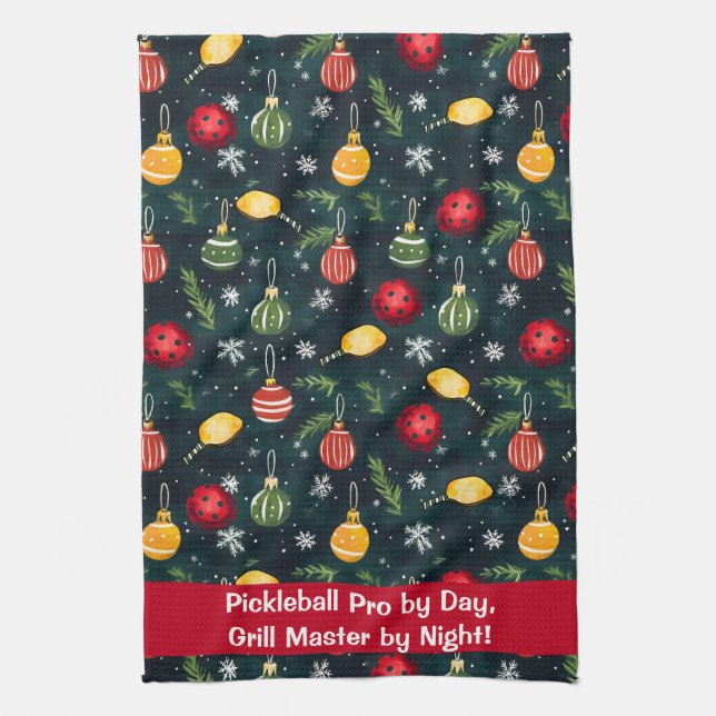 Linge De Cuisine Rallye de vacances Watercolor Pickleball (Vertical)
