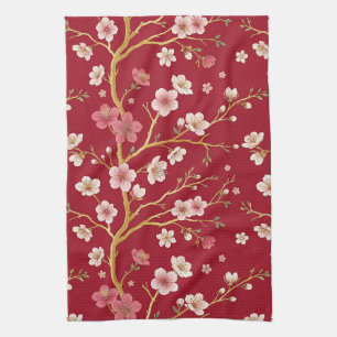 Linge De Cuisine Rameau d'or élégant de fleurs de cerisier