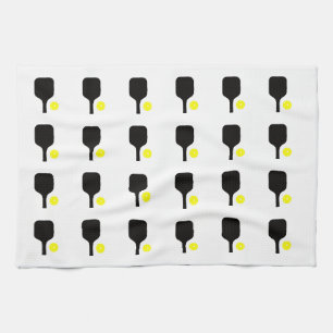 Linge De Cuisine Raquettes de pickleball noires et ballons jaunes