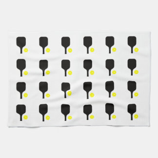 Linge De Cuisine Raquettes de pickleball noires et ballons jaunes 