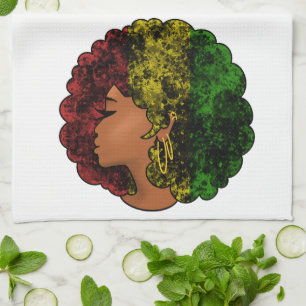 Linge De Cuisine Rasta femme noire afro rouge jaune vert