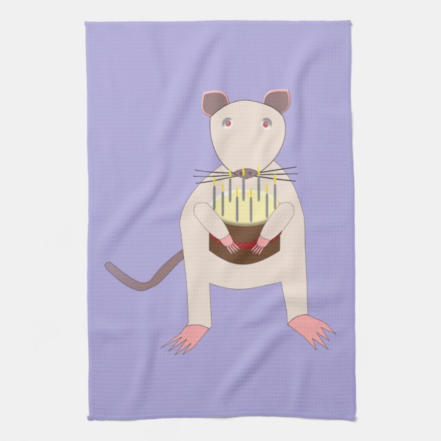Linge De Cuisine Rat de Siamese avec gâteau d'anniversaire (Vertical)