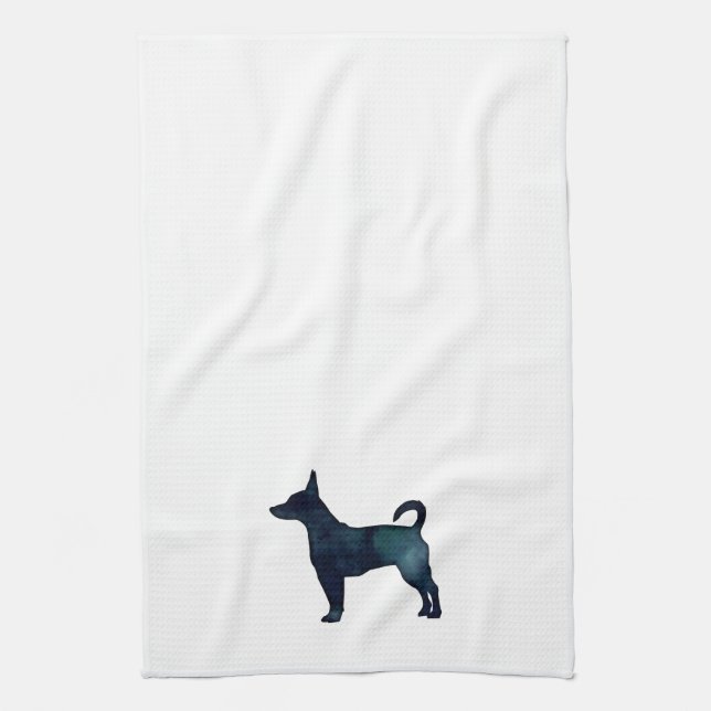 Linge De Cuisine Rat Terrier Aquarelle noire Chien race Silhouette (Vertical)