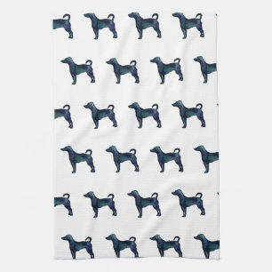 Linge De Cuisine Rat Terrier Chien race Silhouette Aquarelle noire