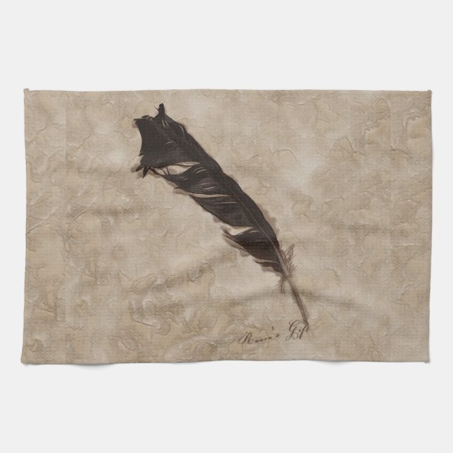 Linge De Cuisine Raven's Feather Bird-lover Crow design (Horizontal)