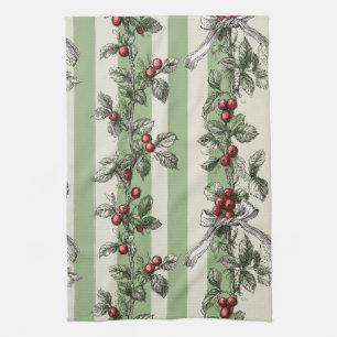 Linge De Cuisine Rayure botanique Vintage Berry Vine & Ruban