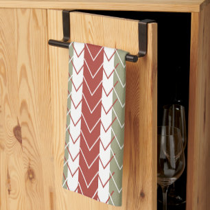 Linge De Cuisine Rayure Chevron Rouge Sarcelle