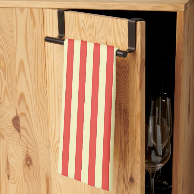 Linge De Cuisine Rayure de bande rouge Cuisine Chef  (Pliage en tiers)