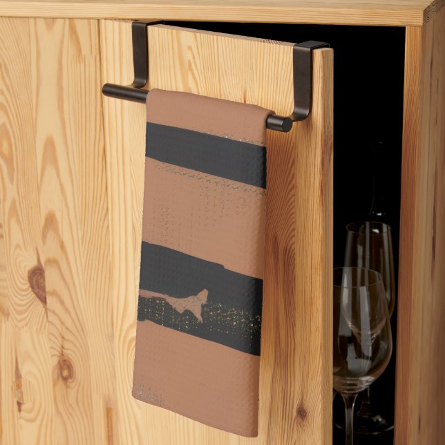 Linge De Cuisine Rayure Héritage (terracota + noir)   (Pliage en tiers)