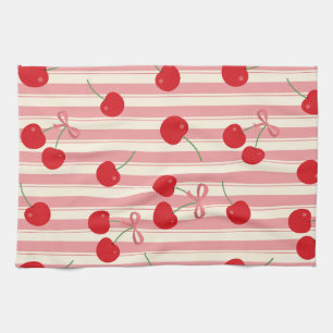Linge De Cuisine Rayure Ruban Cerise