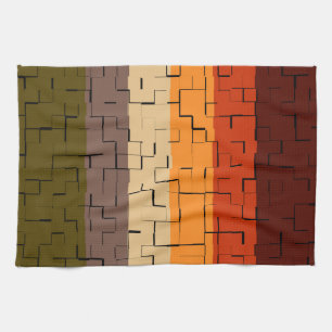 Linge De Cuisine Rayures Abstraites de Couleurs d'Automne