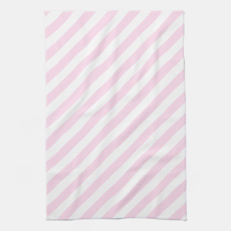 Linge De Cuisine Rayures blanches et rose-clair