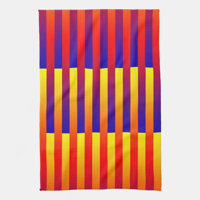 Linge De Cuisine Rayures Bleu Rouge Jaune (Vertical)