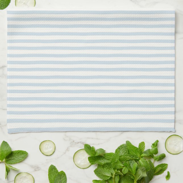 Linge De Cuisine Rayures Bleues et Blanches Chic (Plié)