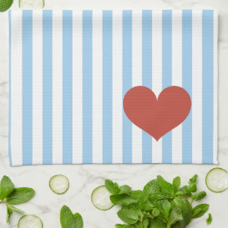 Linge De Cuisine Rayures bleues et coeur