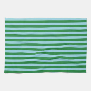 Linge De Cuisine Rayures bleues vert-foncé et en pastel