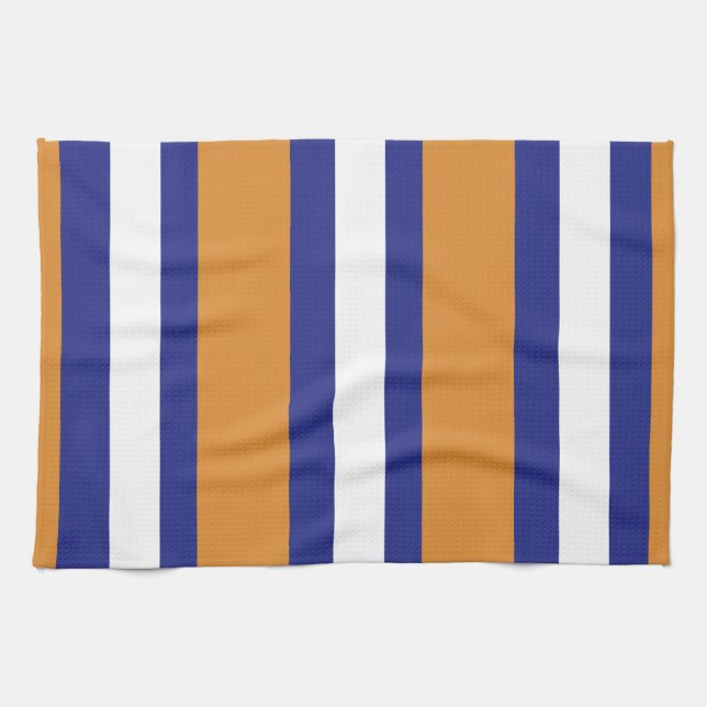 Linge De Cuisine rayures Brown, bleu marine et blanc (Horizontal)