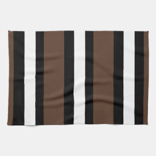 Linge De Cuisine rayures Brown, noires et blanches