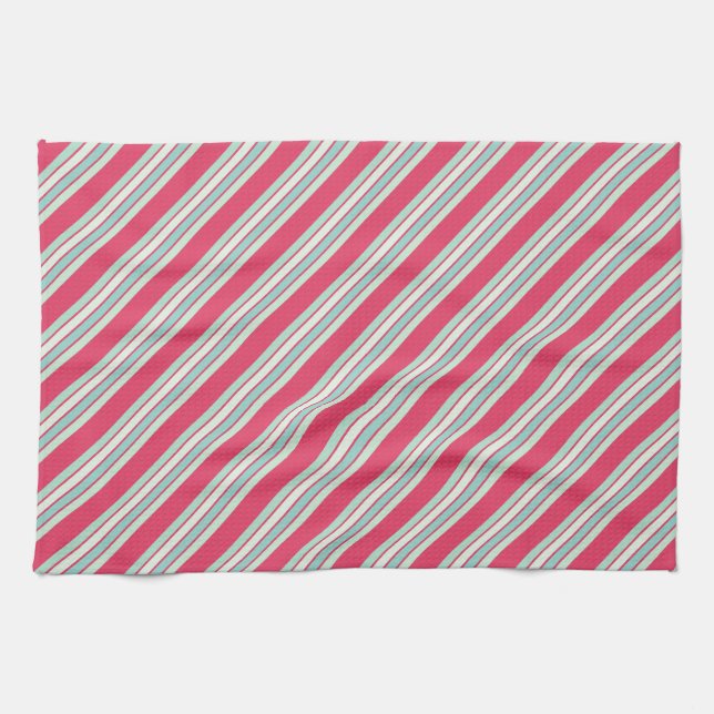 Linge De Cuisine Rayures de bleu blanc et rose (Horizontal)