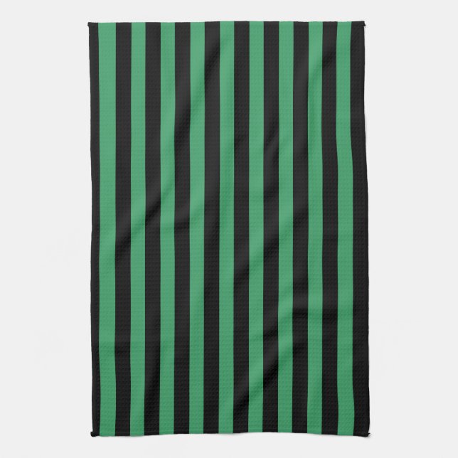 Linge De Cuisine Rayures de bonbon vertes et noires (Vertical)