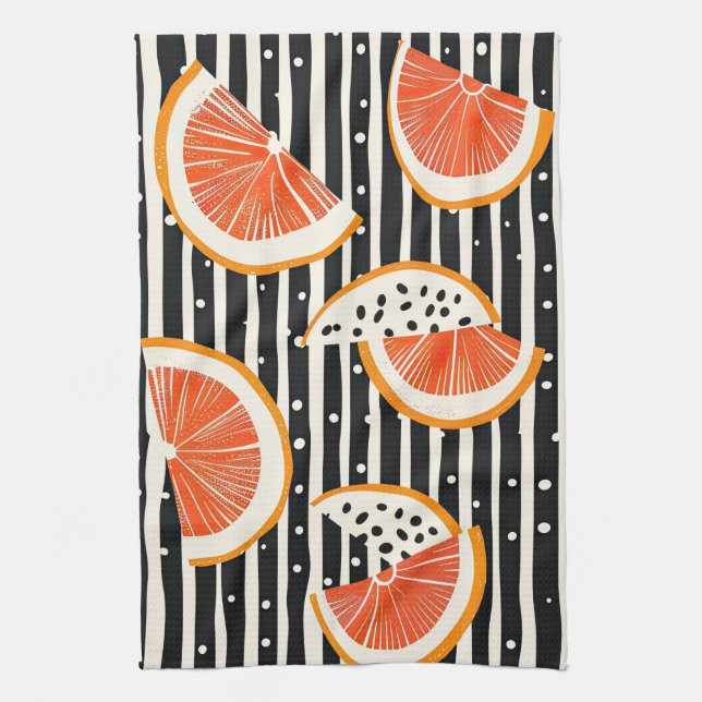 Linge De Cuisine Rayures de tranches de citrus gras (8) (Vertical)