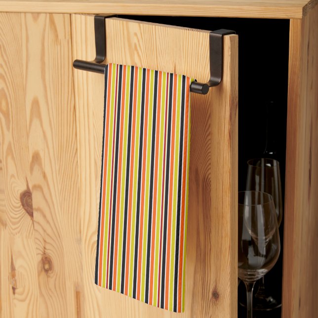Linge De Cuisine Rayures d'Halloween (Pliage en tiers)