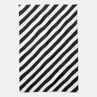Linge De Cuisine Rayures diagonales noires et blanches