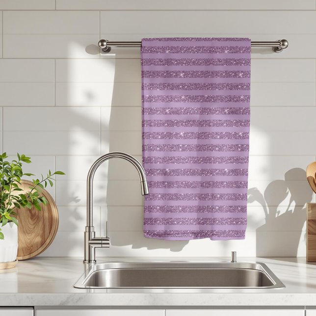 Linge De Cuisine Rayures horizontales de style pailleté mûre atténu (Créateur téléchargé)