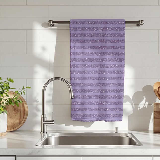 Linge De Cuisine Rayures horizontales de style pailleté prune fumé (Créateur téléchargé)