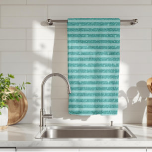 Linge De Cuisine Rayures horizontales de style pailleté vert sarcel