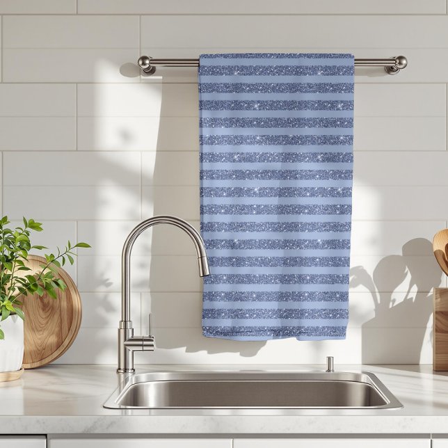 Linge De Cuisine Rayures horizontales de style paillettes indigo fo (Créateur téléchargé)