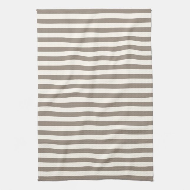 Linge De Cuisine Rayures Intemporelles Crème Taupe (Vertical)