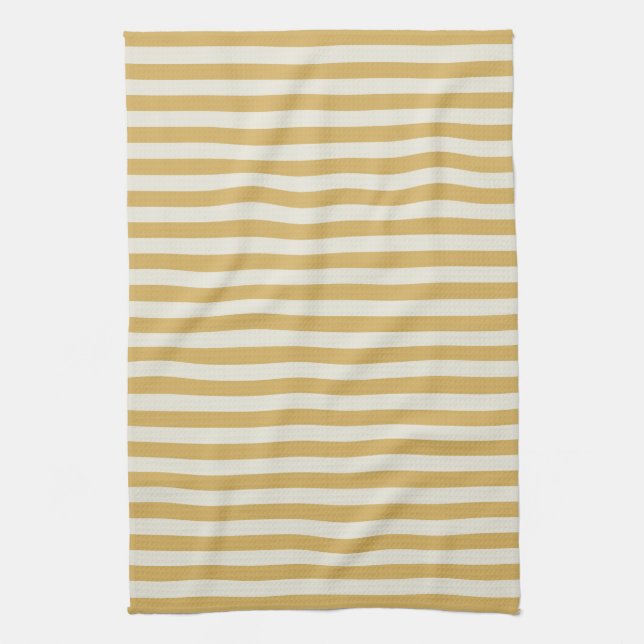 Linge De Cuisine Rayures Intemporelles Jaune Moutarde (Vertical)