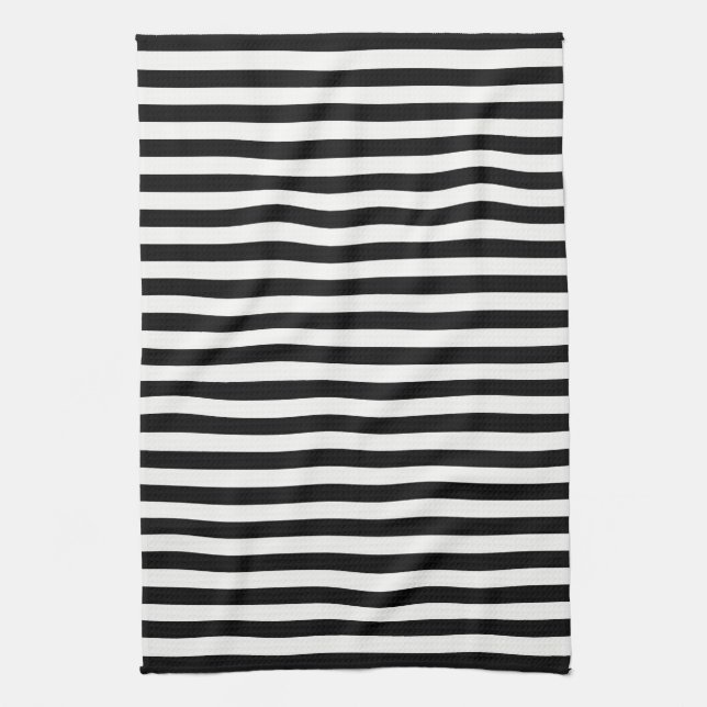 Linge De Cuisine Rayures Intemporelles Noir & Blanc (Vertical)