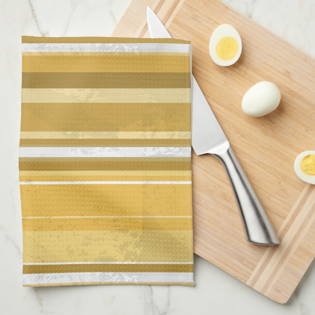 Linge De Cuisine Rayures Jaune (Quart Plié)