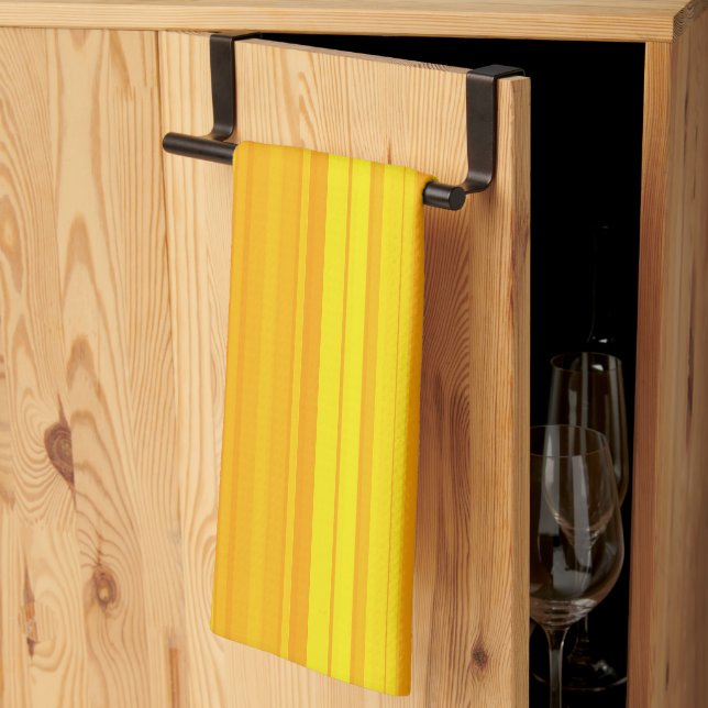 Linge De Cuisine Rayures Jaune Orange (Pliage en tiers)
